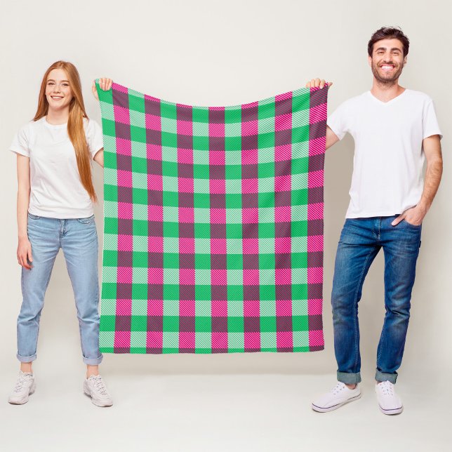 Cobertor De Velo Design de Verificação de Gingham Verde Rosa (Criador carregado)