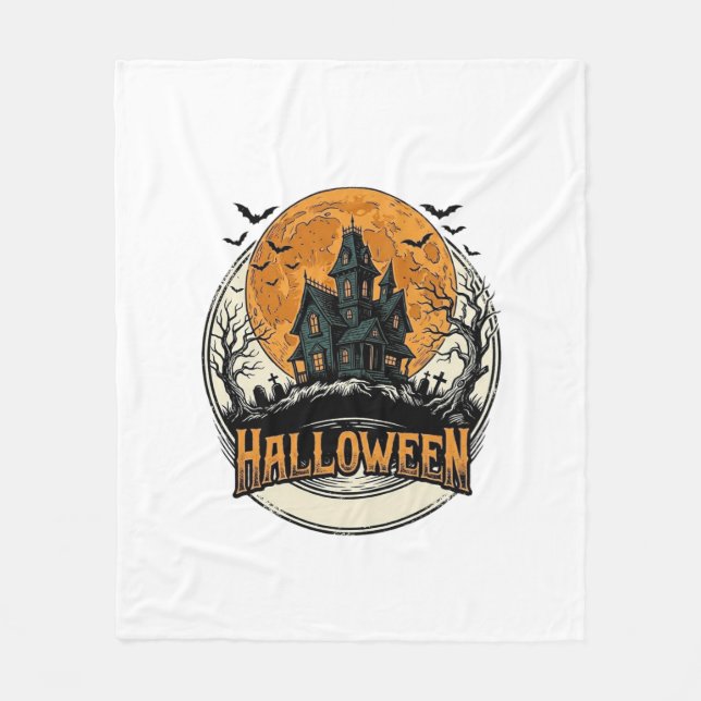 Cobertor De Velo Design de Vetor de Casa Assombrada de Halloween Vi (Frente)