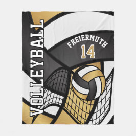Cobertor De Velo Design de Voleibol 🏐 - Dourado, branco, preto