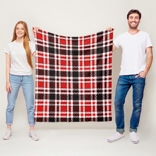 Cobertor De Velo Design do Padrão do Flannel Branco Vermelho Preto