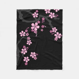 Cobertor De Velo Design japonês Black Pink Sakura: