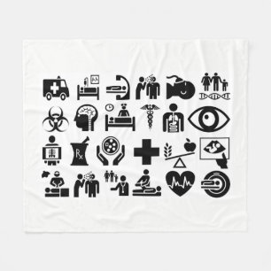 Cobertor De Velo Design preto e branco corajoso dos ícones médico