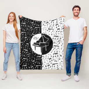 Cobertor De Velo Design preto e branco do piano