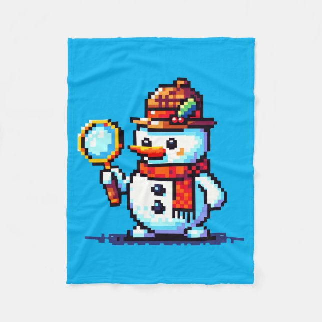 Cobertor De Velo Detetive Snowman - Mistério Engraçado de Pixel Art (Frente)