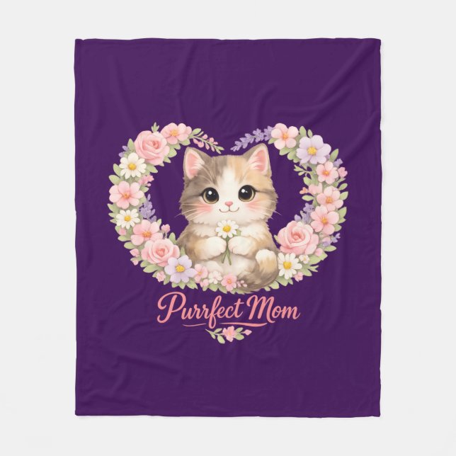 Cobertor De Velo Dia das Mães Mamãe Gato (Frente)