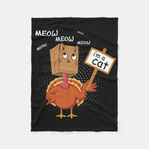 Cobertor De Velo Dia de Ação de Graças Engraçado Gato Falso - Meow