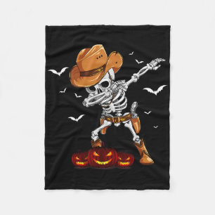 Cobertor De Velo Dia de as Bruxas engraçado Dabbing Skeleton Cowboy