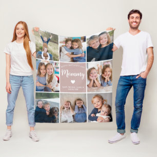 Cobertor De Velo Dia de as mães 8 Foto Collage Heart Pink