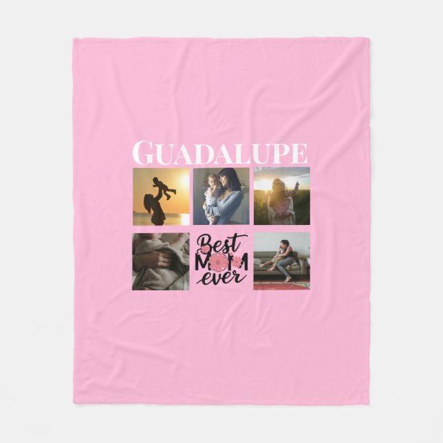 Cobertor De Velo Dia de as mães Oferece Colagem de Fotos Monograma (Frente)