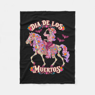 Cobertor De Velo Dia de los mortos esqueleto vaqueira cavalo floral