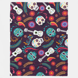 Cobertor De Velo Día de Muertos Pattern