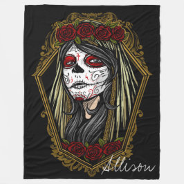 Cobertor De Velo Dia Decorativo do Crânio morto em um Quadro Rosa