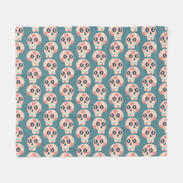 Cobertor De Velo Dia do Crânio do Morto Verde (Frente (Horizontal))