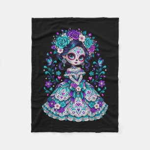 Cobertor De Velo Dia dos mortos crânio de açúcar catrina dia de mor