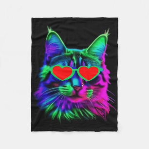 Cobertor De Velo Dia dos Namorados Gato Fofo Óculos de Sol Coração