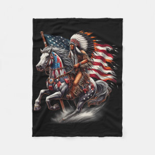 Cobertor De Velo Dia dos Nativos Americanos Bandeira Cavalo Indiano