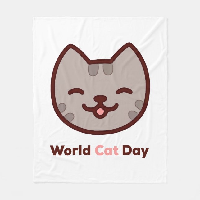 Cobertor De Velo Dia Mundial do Gato (Frente)