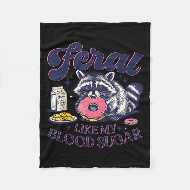 Cobertor De Velo Diabetes Awareness Racoon Feral Like My Blood Suga (Frente)