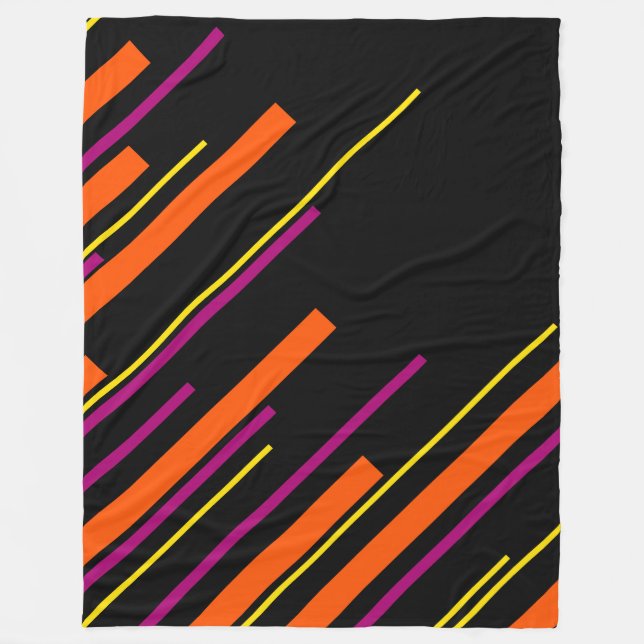 Cobertor De Velo Diagonais - Preto, Rosa, Laranja e Amarelo (Frente)