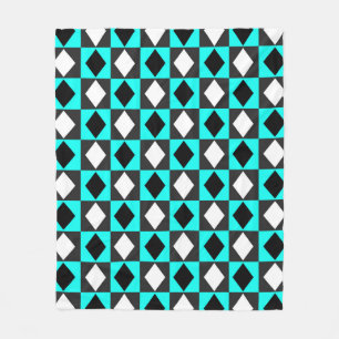 Cobertor De Velo Diamante Rhombus Geométrico Azul Preto