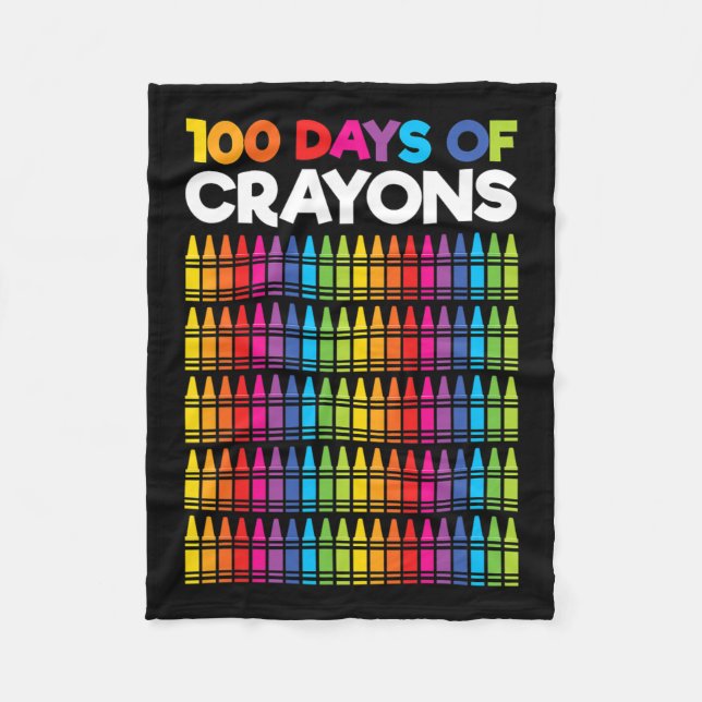 Cobertor De Velo Dias De Crayons Para Meninas 100º Dia Da Escola (Frente)
