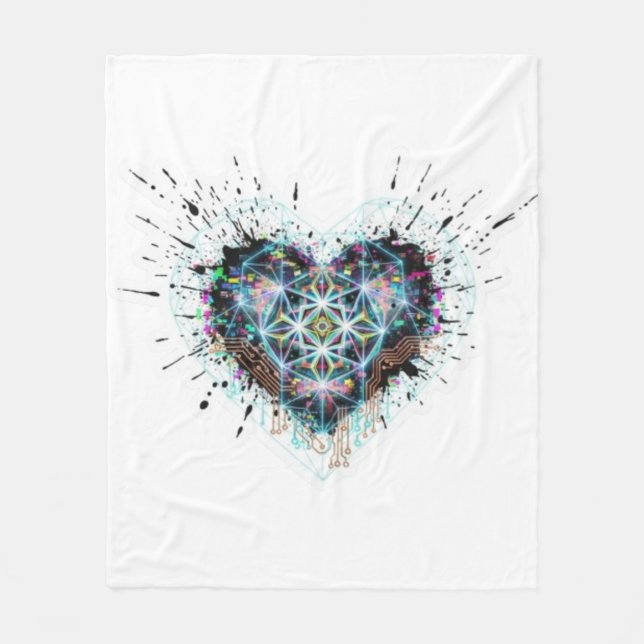 Cobertor De Velo Digital Heart Sacred Geometry Heart Design  (Frente)