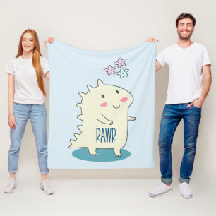 Cobertor De Velo Dino Amarelo Bonito com Estrelas Felizes