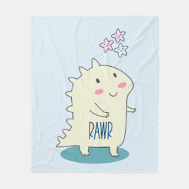 Cobertor De Velo Dino Amarelo Bonito com Estrelas Felizes