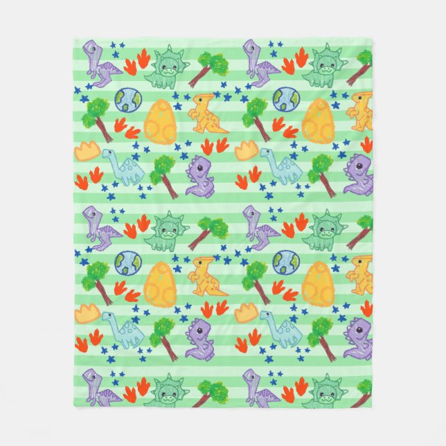 Cobertor De Velo Dino Doodles Blanket - Dinossauro Kawaii (Frente)