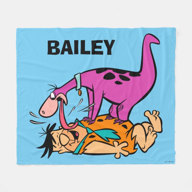 Cobertor De Velo Dino Licking Fred Flintstone (Frente (Horizontal))