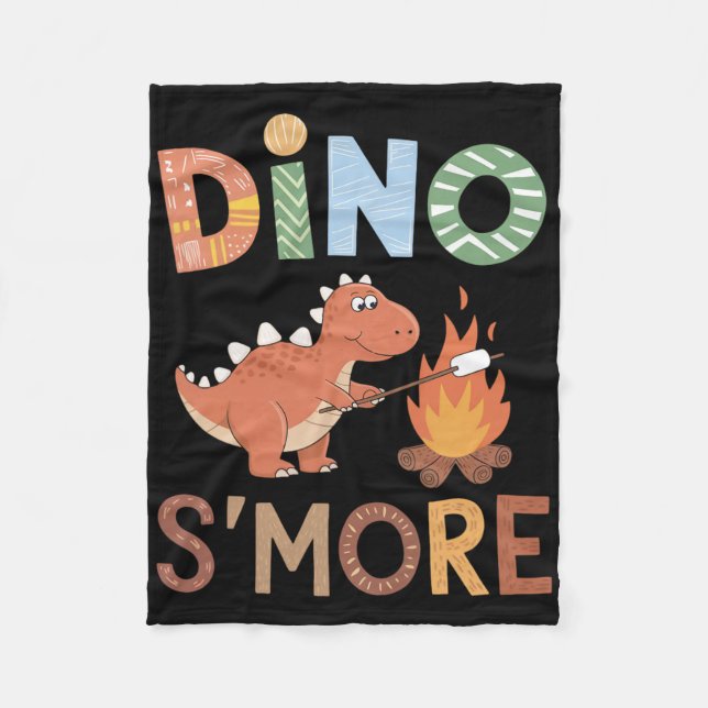 Cobertor De Velo Dino S'more Dinossauro Trex Acampamento Smores Kaw (Frente)