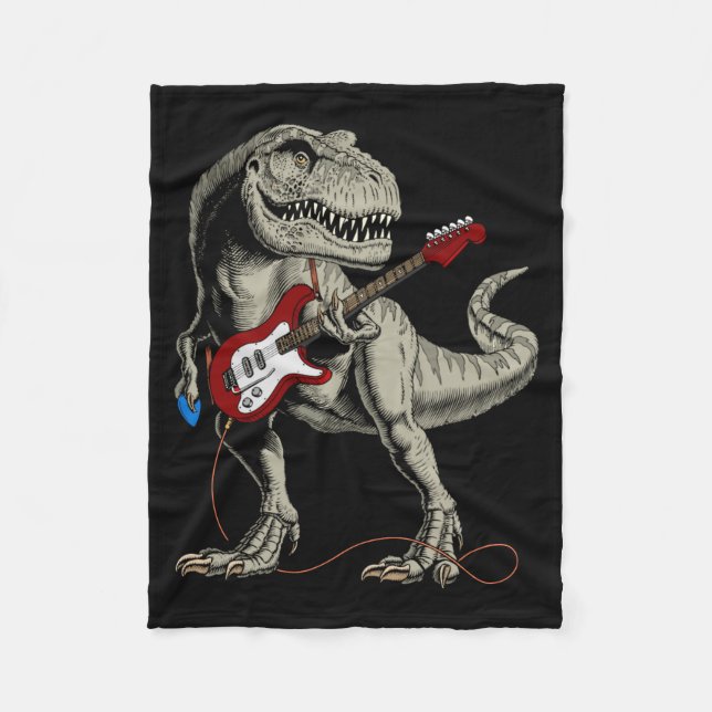 Cobertor De Velo Dinosaur Acoustic Electric B Guitar Player  (Frente)
