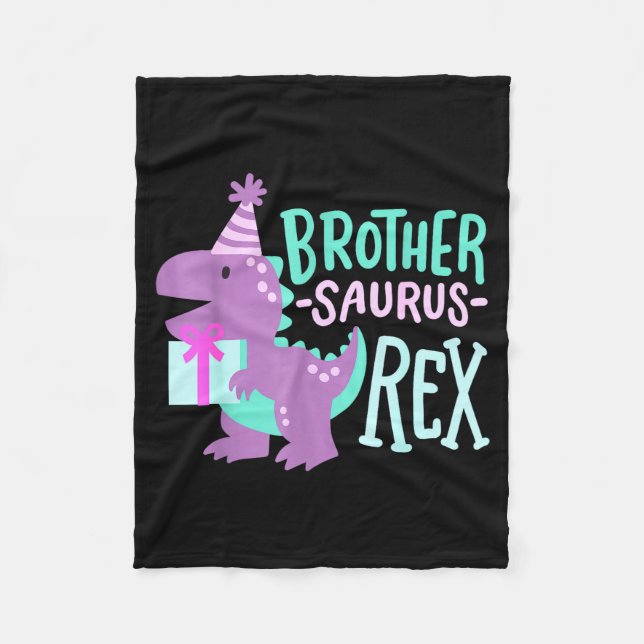 Cobertor De Velo Dinosaur Birthday Brother Saurus T Rex Family Matc (Frente)