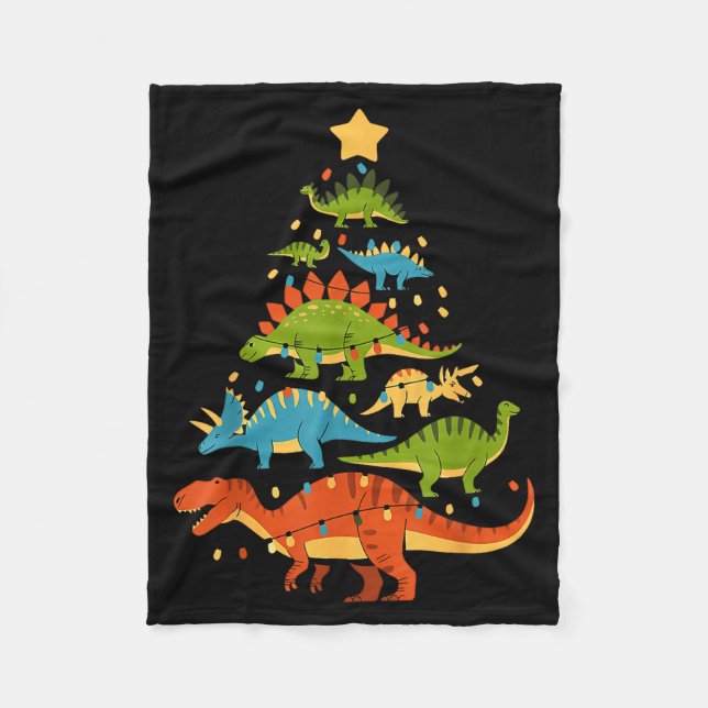 Cobertor De Velo Dinosaur Christmas Tree Dino Trex Dinosaur Lover C (Frente)