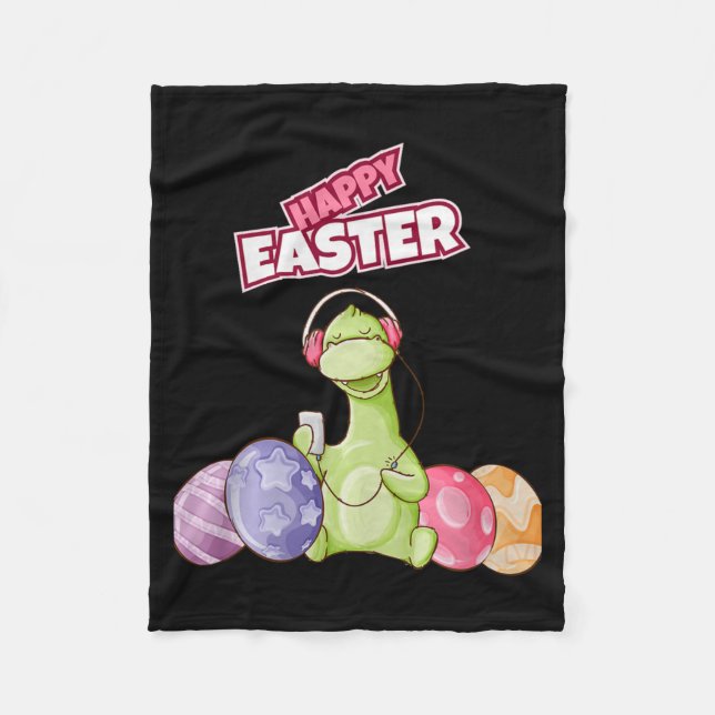 Cobertor De Velo Dinosaur Say Happy Easter Premium Tri-blend  (Frente)