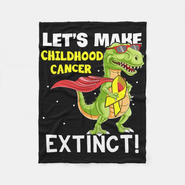 Cobertor De Velo Dinosaur Yellow Ribbon Childhood Cancer Awareness  (Frente)