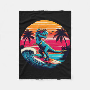 Cobertor De Velo Dinossauro Engraçado Surfando Pôr do Sol Retro Hom
