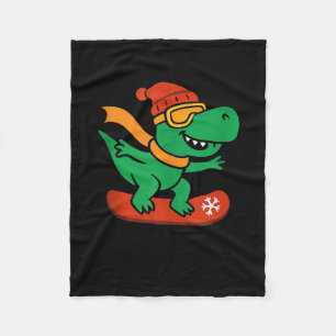 Cobertor De Velo Dinossauro fazendo snowboard T-rex Snowboarder eng