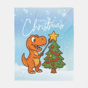 Cobertor De Velo Dinossauro fofo com árvore de Natal