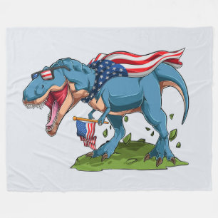 Cobertor De Velo Dinossauro Patriótico Fleece Blanket