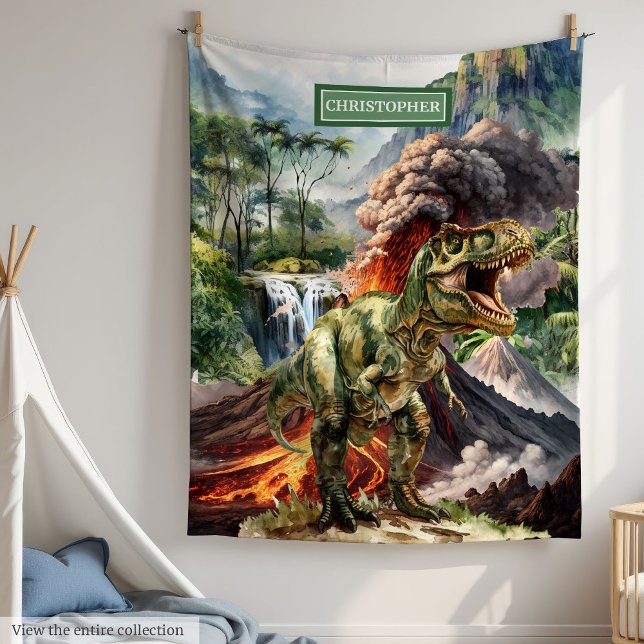 Cobertor De Velo Dinossauro Personalizado Blanket Boy Birthday T-Re (Personalized Dinosaur Blanket Boy Birthday Gift)