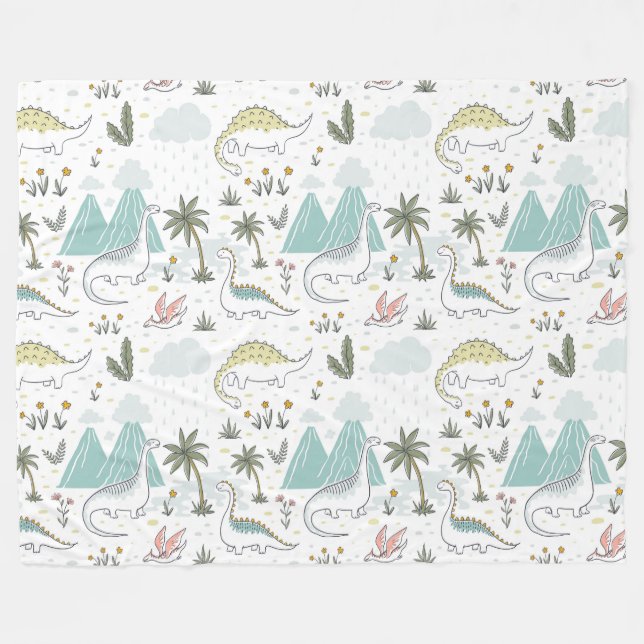 Cobertor De Velo Dinossauros Cutes Fleece Blanket (Frente (Horizontal))