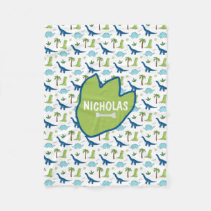 Cobertor De Velo Dinossauros lindos Blues e Verdes