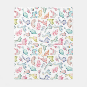 Cobertor De Velo Dinossauros lindos, padrão de aquarela infantil.