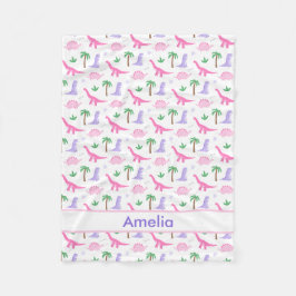 Cobertor De Velo Dinossauros Rosa e Roxos - Dinossauros Meninas