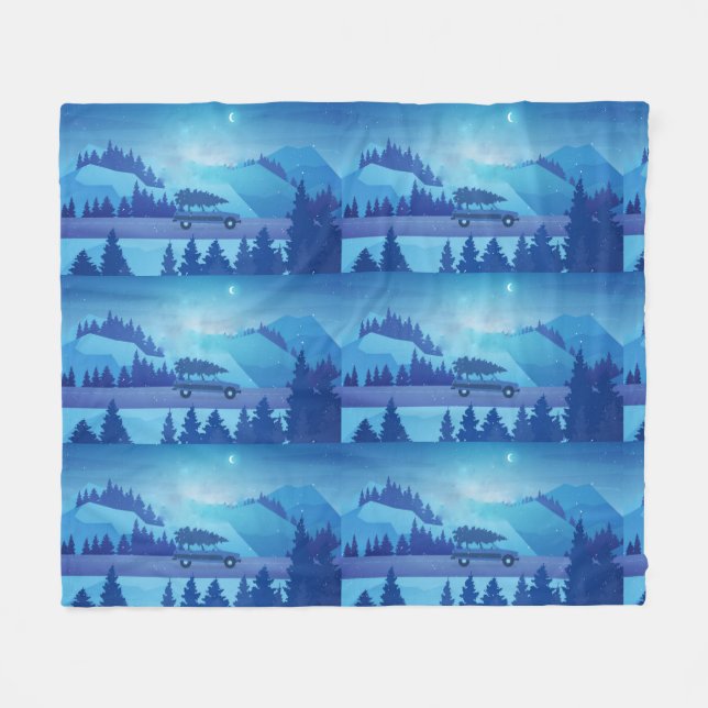 Cobertor De Velo Dirigindo pela estrada com uma árvore de natal (Frente (Horizontal))