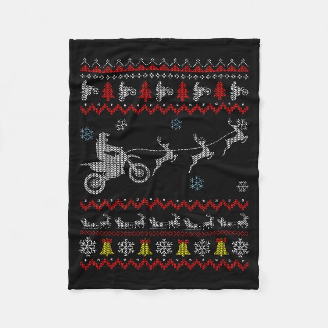Cobertor De Velo Dirt Bike Motorcycle Pajama Ugly Christmas Biker  (Frente)