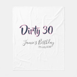 Cobertor De Velo Dirty 30 happy birthday name date pink gray callig