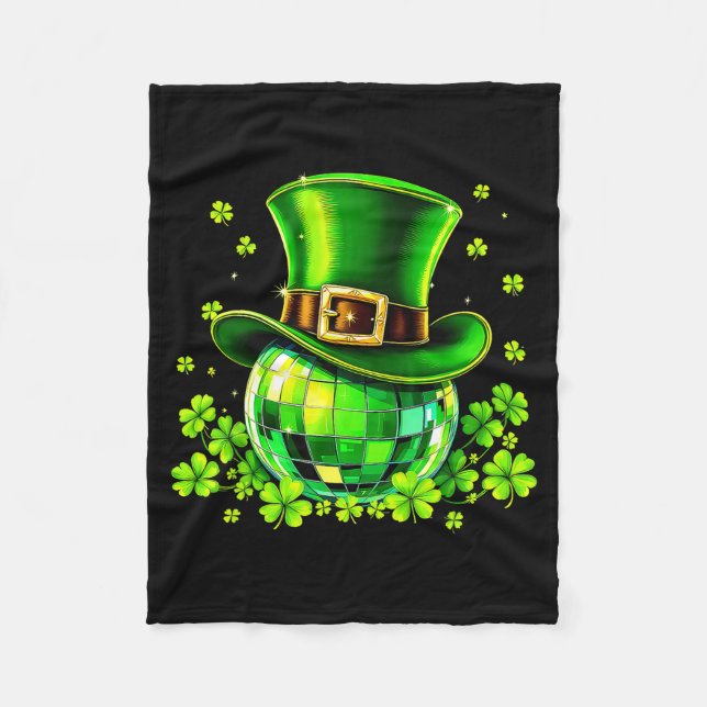 Cobertor De Velo Disco Ball Leprechaun Hat Irish Shamrock St Patric (Frente)
