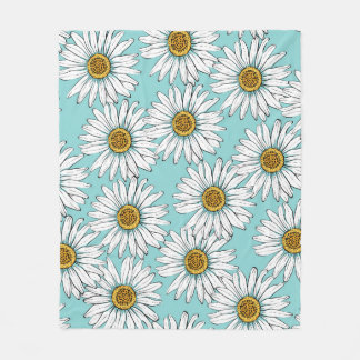 Cobertor De Velo Disies White Flowers em Blue Vintage Pat Sem Costu